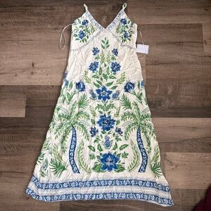 1state Size XS Soft Floral Maxi Dress w Blue and Green Accents Adjustable Strap